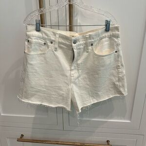 Madewell White High-Rise Denim Shorts